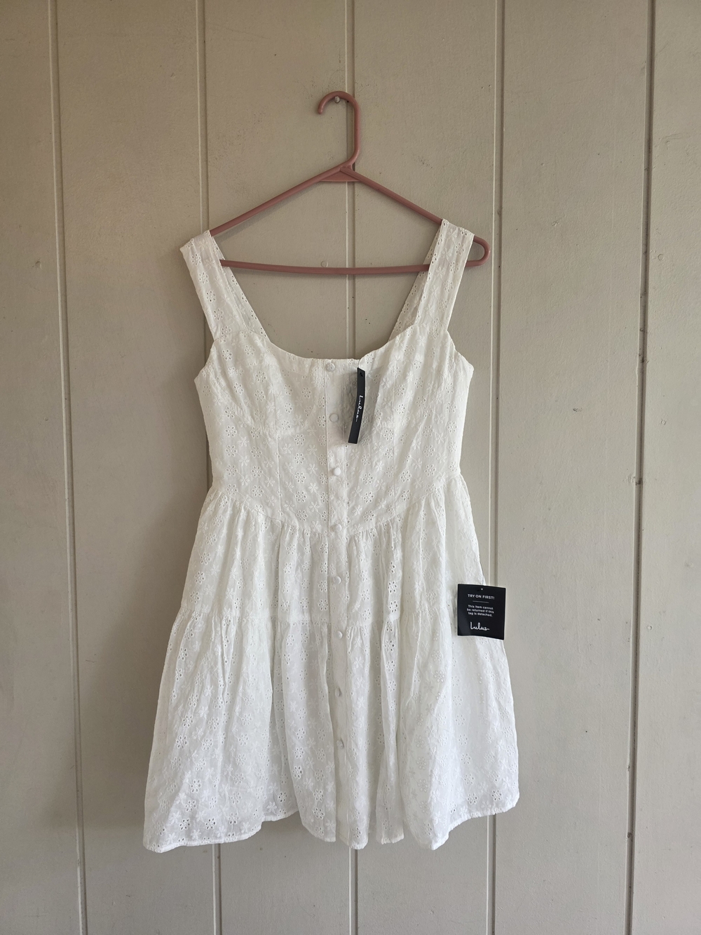 Lulus Profound Sweetness Eyelet Bustier Mini Dress White Medium New With Tags